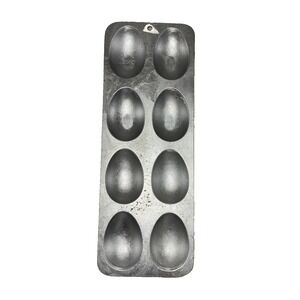 VTG Heavy Aluminum Cast Metal 8 Egg Candy Baking Mold Easter Farm Industrial Art
